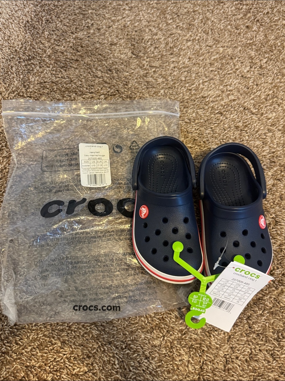 CROCS Kids Navy Clog with Red & White Trim